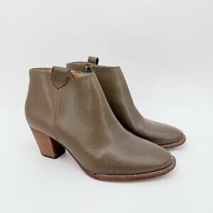 Madewell Billie Ankle Boots Womens 8 Taupe Block Heel Zip Minimalist Travel Work